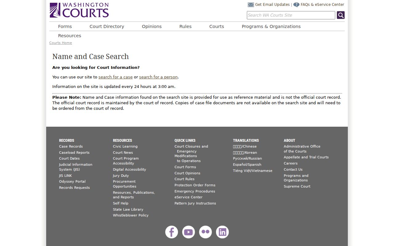 Benton County resident lookup with Washington Courts name search