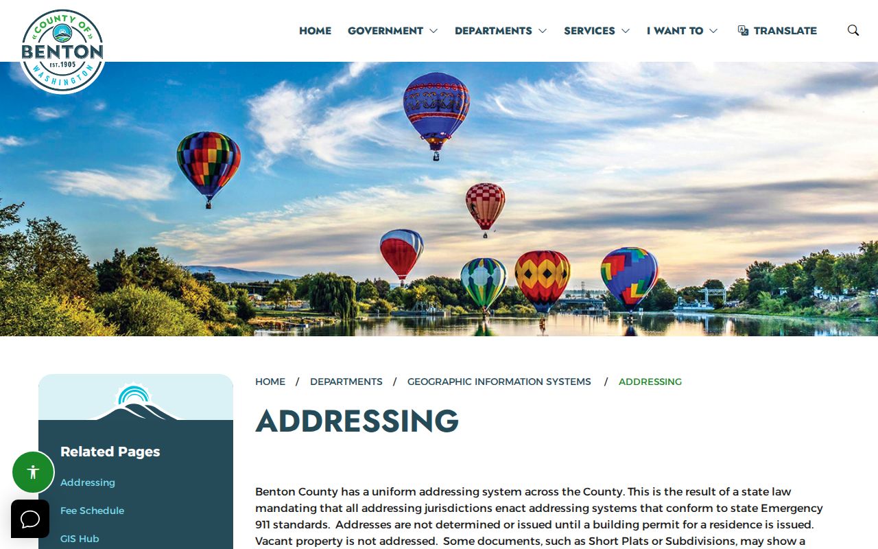 Benton County E911 addressing rules and Master Address Viewer information