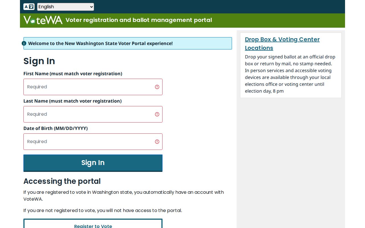 Benton County resident lookup using Washington MyVote